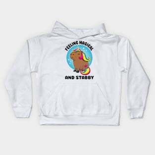 Feeling magical and stabby Capybara Unicorn Kids Hoodie